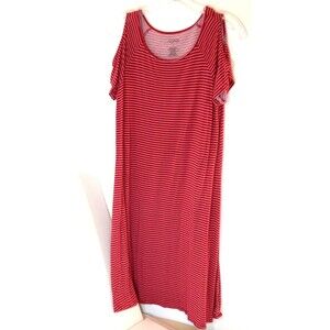 City Streets Women's Dress Size S Red & White Stripe Cold Shoulder Scoop Neck